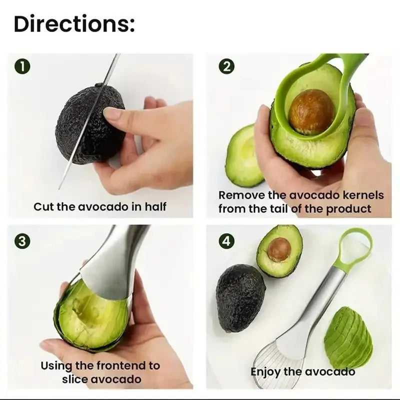 Avocado Slicer 2 In 1 Stainless Steel Avocado Cutter Peeler Knife Pitaya Kiwi Slicer Peeler Kitchen Gadget Fruit Vegetable Tools - HONORABLE VETERANS SOLUTIONS