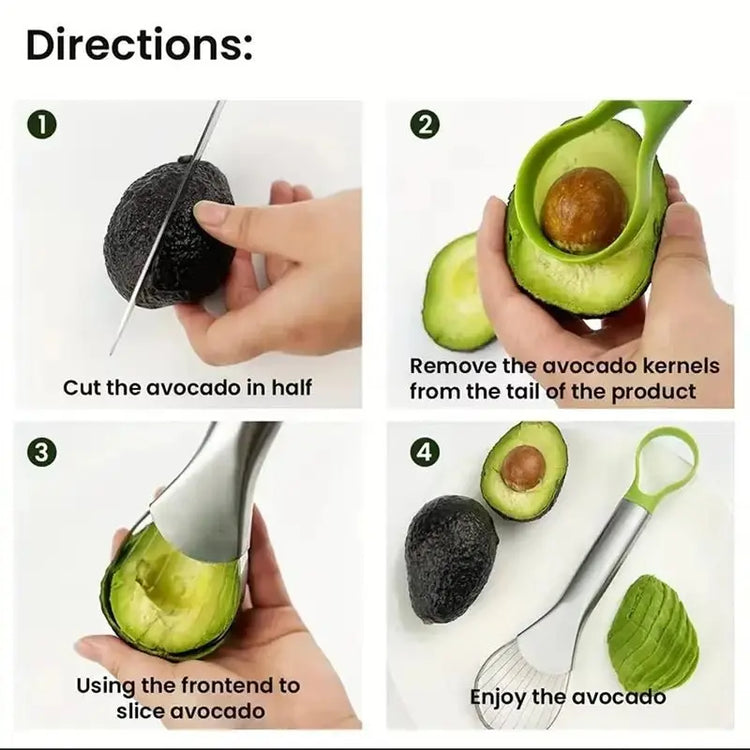 Avocado Slicer 2 In 1 Stainless Steel Avocado Cutter Peeler Knife Pitaya Kiwi Slicer Peeler Kitchen Gadget Fruit Vegetable Tools - HONORABLE VETERANS SOLUTIONS
