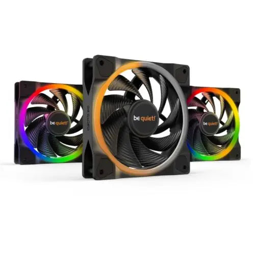 Be Quiet! (BL077) Light Wings 120mm PWM ARGB High Speed Case Fans (3 Pack), Rifle Bearing, 18 LEDs, Front & Rear Lighting, Up to 2500 RPM, ARGB Hub included - HONORABLE VETERANS SOLUTIONS