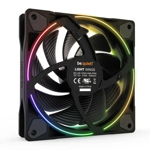 Be Quiet! (BL077) Light Wings 120mm PWM ARGB High Speed Case Fans (3 Pack), Rifle Bearing, 18 LEDs, Front & Rear Lighting, Up to 2500 RPM, ARGB Hub included - HONORABLE VETERANS SOLUTIONS