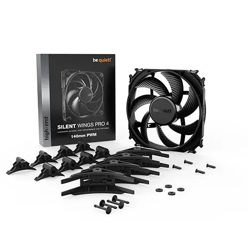 Be Quiet! (BL099) Silent Wings Pro 4 140mm PWM Case Fan, Black, Up to 2400 RPM, 3x Speed Switch, Fluid Dynamic Bearing - HONORABLE VETERANS SOLUTIONS