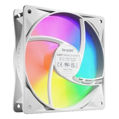 Be Quiet! (BL122) Light Wings LX 120mm PWM ARGB Case Fans (3 Pack), Rifle Bearing, Impeller w/ 16 LEDs, Daisy-Chain, Up to 1600 RPM, White - HONORABLE VETERANS SOLUTIONS