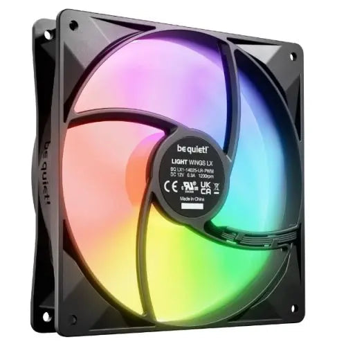 Be Quiet! (BL126) Light Wings LX 140mm PWM ARGB Case Fan, Rifle Bearing, Impeller w/ 16 LEDs, Daisy-Chain, Up to 1200 RPM, Black - HONORABLE VETERANS SOLUTIONS