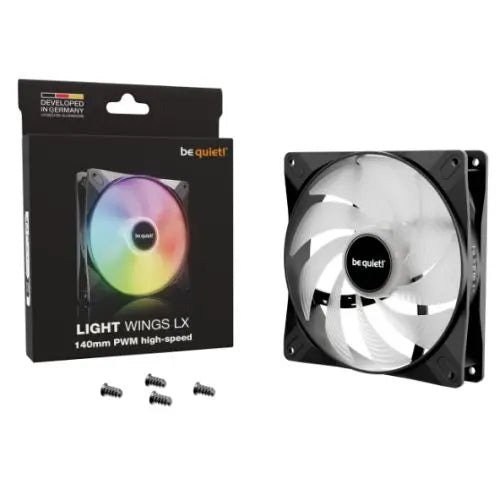 Be Quiet! (BL129) Light Wings LX 140mm PWM High-Speed ARGB Case Fan, Rifle Bearing, Impeller w/ 16 LEDs, Daisy-Chain, Up to 1800 RPM, Black - HONORABLE VETERANS SOLUTIONS