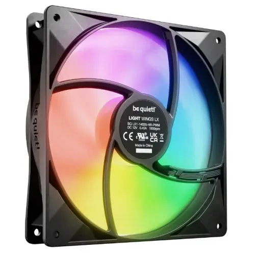 Be Quiet! (BL129) Light Wings LX 140mm PWM High-Speed ARGB Case Fan, Rifle Bearing, Impeller w/ 16 LEDs, Daisy-Chain, Up to 1800 RPM, Black - HONORABLE VETERANS SOLUTIONS