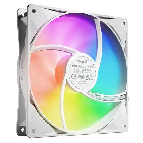 Be Quiet! (BL131) Light Wings LX 140mm PWM High-Speed ARGB Case Fans (3 Pack), Rifle Bearing, Impeller w/ 16 LEDs, Daisy-Chain, Up to 1800 RPM, White - HONORABLE VETERANS SOLUTIONS