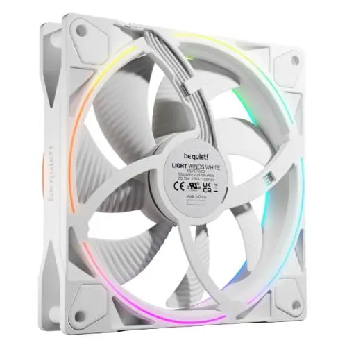 Be Quiet! (BL135) Light Wings 140mm PWM Reverse Blade ARGB Case Fan, Rifle Bearing, 20 LEDs, Front & Rear Lighting, Daisy-Chain, Up to 1300 RPM, White - HONORABLE VETERANS SOLUTIONS