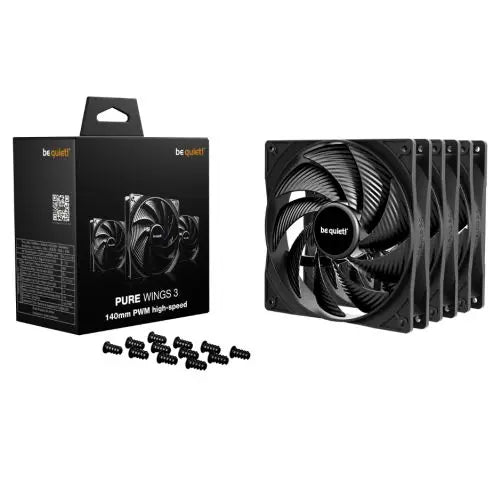 Be Quiet! BL138 Pure Wings 3 PWM High Speed 140mm Case Fans (3 Pack), Rifle Bearing, 1800 RPM, Black - HONORABLE VETERANS SOLUTIONS