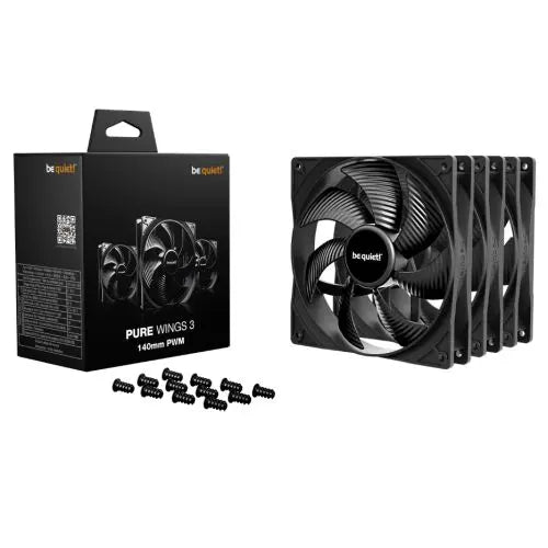 Be Quiet! BL139 Pure Wings 3 PWM 140mm Case Fans (3 Pack), Rifle Bearing, 1200 RPM, Black - HONORABLE VETERANS SOLUTIONS