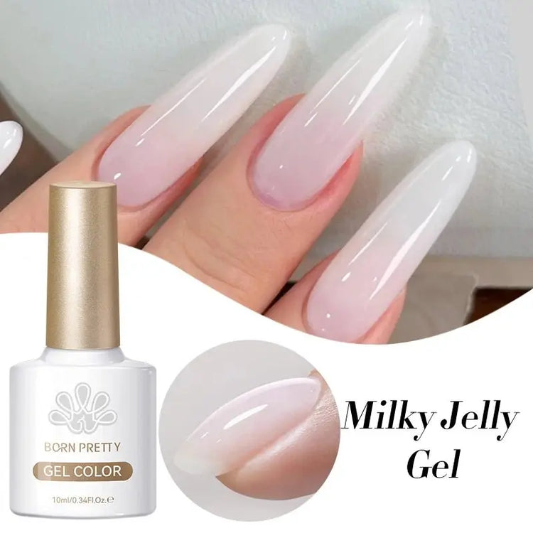 BORN PRETTY 10ml Milky Jelly White Gel Nail Polish Translucent Semi Permanent Soak Off UV LED Gel Varnish Manicure Nail Art - HONORABLE VETERANS SOLUTIONS