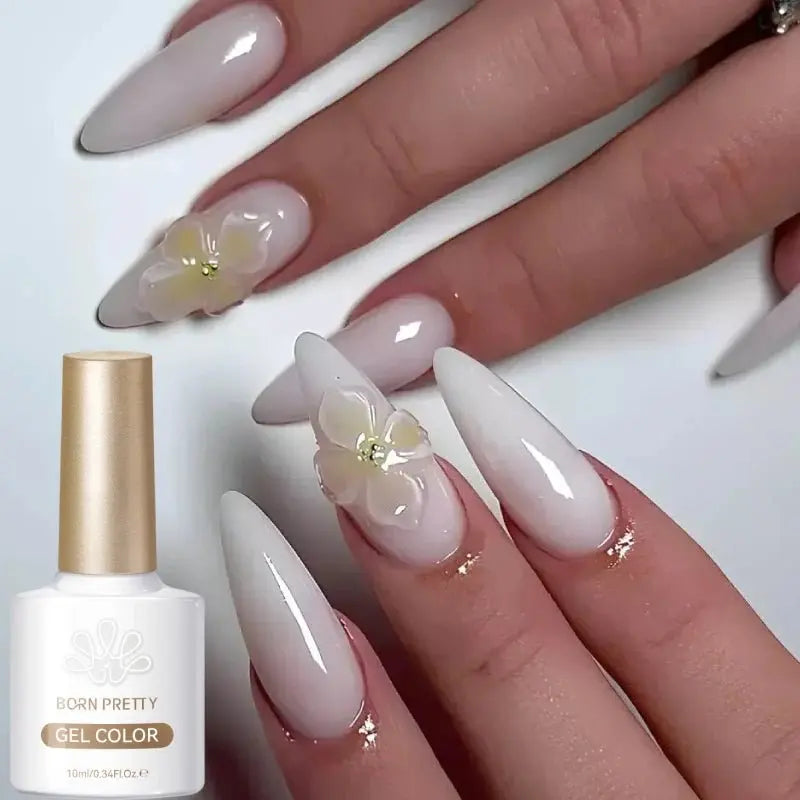 BORN PRETTY 10ml Milky Jelly White Gel Nail Polish Translucent Semi Permanent Soak Off UV LED Gel Varnish Manicure Nail Art - HONORABLE VETERANS SOLUTIONS