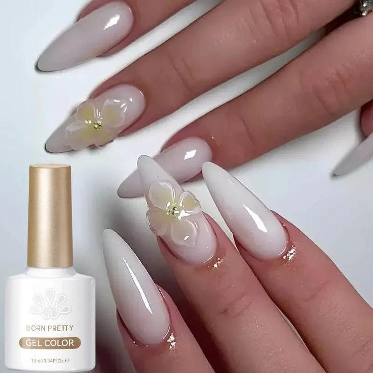 BORN PRETTY 10ml Milky Jelly White Gel Nail Polish Translucent Semi Permanent Soak Off UV LED Gel Varnish Manicure Nail Art - HONORABLE VETERANS SOLUTIONS
