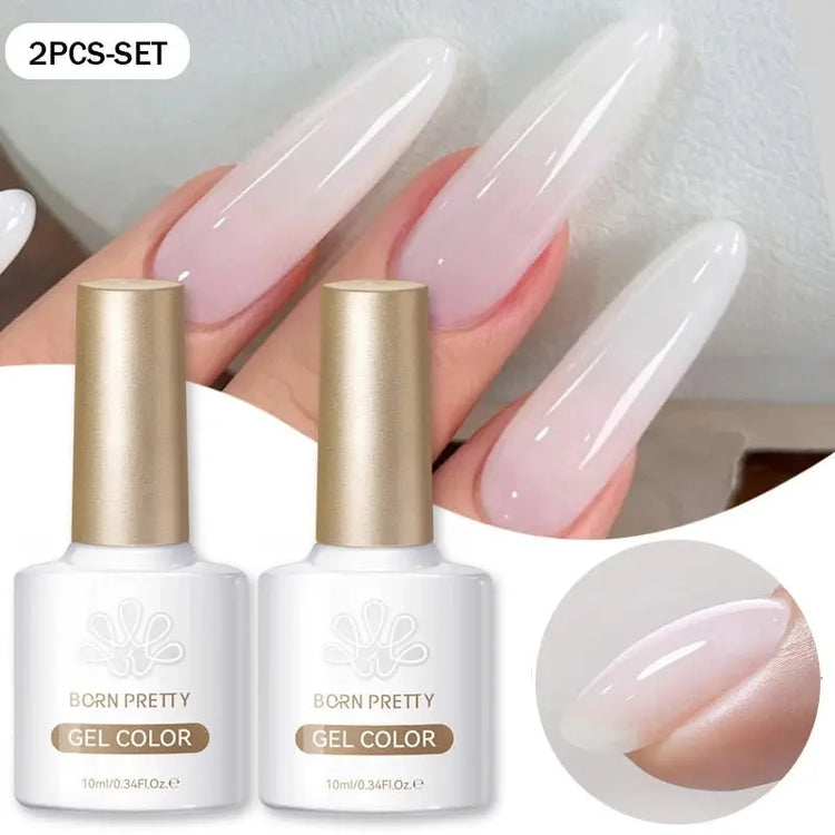 BORN PRETTY 10ml Milky Jelly White Gel Nail Polish Translucent Semi Permanent Soak Off UV LED Gel Varnish Manicure Nail Art - HONORABLE VETERANS SOLUTIONS