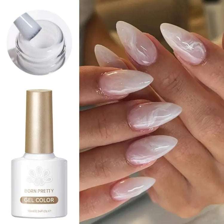 BORN PRETTY 10ml Milky Jelly White Gel Nail Polish Translucent Semi Permanent Soak Off UV LED Gel Varnish Manicure Nail Art - HONORABLE VETERANS SOLUTIONS