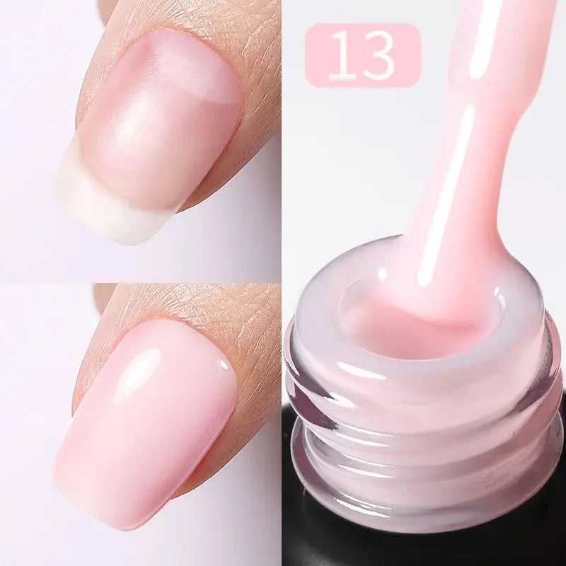 BORN PRETTY 15ml Milky Pink Rubber Base Gel Nail Polish Glitter Semi-Permanent Varnish Soak Off Self Leveling UV LED Polish - HONORABLE VETERANS SOLUTIONS