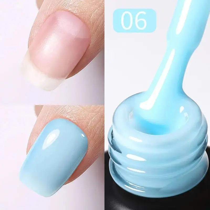 BORN PRETTY 15ml Milky Pink Rubber Base Gel Nail Polish Glitter Semi-Permanent Varnish Soak Off Self Leveling UV LED Polish - HONORABLE VETERANS SOLUTIONS