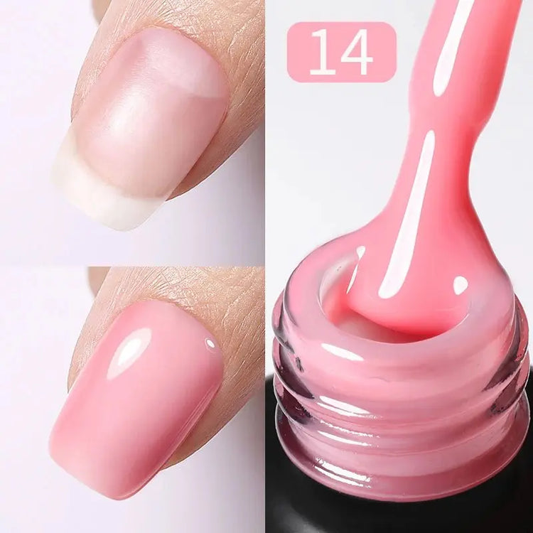 BORN PRETTY 15ml Milky Pink Rubber Base Gel Nail Polish Glitter Semi-Permanent Varnish Soak Off Self Leveling UV LED Polish - HONORABLE VETERANS SOLUTIONS
