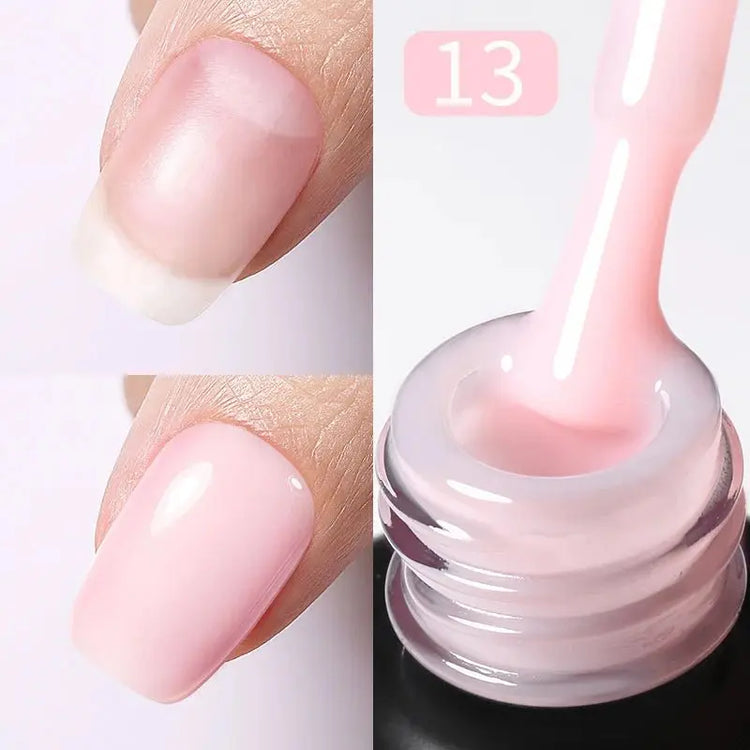 BORN PRETTY 15ml Milky Pink Rubber Base Gel Nail Polish Glitter Semi-Permanent Varnish Soak Off Self Leveling UV LED Polish - HONORABLE VETERANS SOLUTIONS