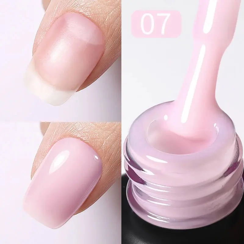 BORN PRETTY 15ml Milky Pink Rubber Base Gel Nail Polish Glitter Semi-Permanent Varnish Soak Off Self Leveling UV LED Polish - HONORABLE VETERANS SOLUTIONS