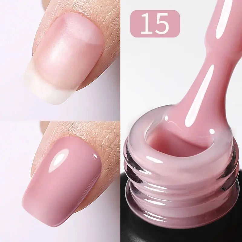 BORN PRETTY 15ml Milky Pink Rubber Base Gel Nail Polish Glitter Semi-Permanent Varnish Soak Off Self Leveling UV LED Polish - HONORABLE VETERANS SOLUTIONS