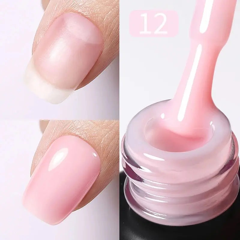 BORN PRETTY 15ml Milky Pink Rubber Base Gel Nail Polish Glitter Semi-Permanent Varnish Soak Off Self Leveling UV LED Polish - HONORABLE VETERANS SOLUTIONS
