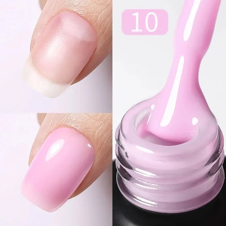 BORN PRETTY 15ml Milky Pink Rubber Base Gel Nail Polish Glitter Semi-Permanent Varnish Soak Off Self Leveling UV LED Polish - HONORABLE VETERANS SOLUTIONS