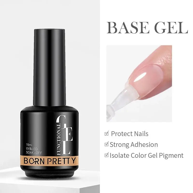 BORN PRETTY 15ml Milky Pink Rubber Base Gel Nail Polish Glitter Semi-Permanent Varnish Soak Off Self Leveling UV LED Polish - HONORABLE VETERANS SOLUTIONS