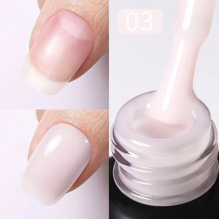 BORN PRETTY 15ml Milky Pink Rubber Base Gel Nail Polish Glitter Semi-Permanent Varnish Soak Off Self Leveling UV LED Polish - HONORABLE VETERANS SOLUTIONS