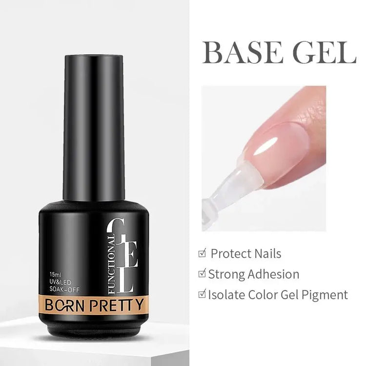 BORN PRETTY 15ml Milky Pink Rubber Base Gel Nail Polish Glitter Semi-Permanent Varnish Soak Off Self Leveling UV LED Polish - HONORABLE VETERANS SOLUTIONS