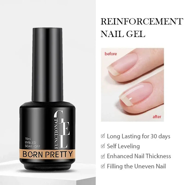 BORN PRETTY 15ml Milky Pink Rubber Base Gel Nail Polish Glitter Semi-Permanent Varnish Soak Off Self Leveling UV LED Polish - HONORABLE VETERANS SOLUTIONS