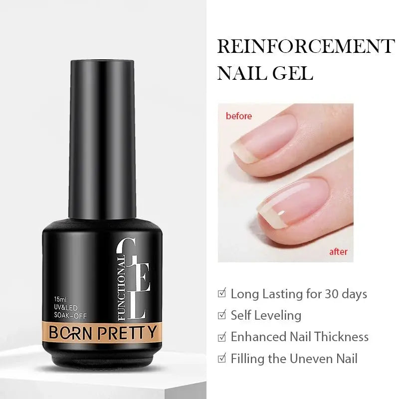 BORN PRETTY 15ml Milky Pink Rubber Base Gel Nail Polish Glitter Semi-Permanent Varnish Soak Off Self Leveling UV LED Polish - HONORABLE VETERANS SOLUTIONS