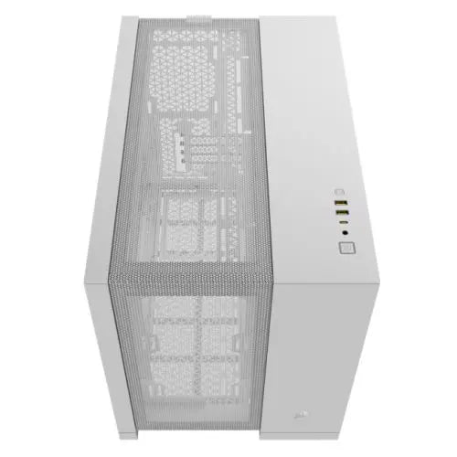 Corsair 2500D Airflow Dual Chamber Gaming Case w/ Glass Window, Micro ATX, Fully Mesh Panelling, USB-C, Asus BTF Compatible, White - HONORABLE VETERANS SOLUTIONS