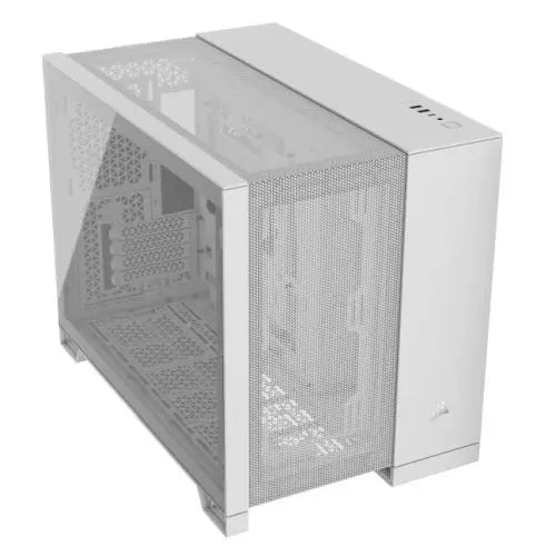 Corsair 2500D Airflow Dual Chamber Gaming Case w/ Glass Window, Micro ATX, Fully Mesh Panelling, USB-C, Asus BTF Compatible, White - HONORABLE VETERANS SOLUTIONS