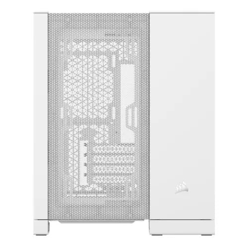 Corsair 2500D Airflow Dual Chamber Gaming Case w/ Glass Window, Micro ATX, Fully Mesh Panelling, USB-C, Asus BTF Compatible, White - HONORABLE VETERANS SOLUTIONS
