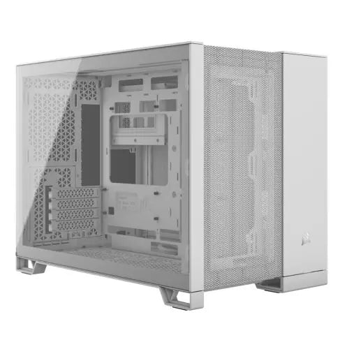 Corsair 2500D Airflow Dual Chamber Gaming Case w/ Glass Window, Micro ATX, Fully Mesh Panelling, USB-C, Asus BTF Compatible, White - HONORABLE VETERANS SOLUTIONS