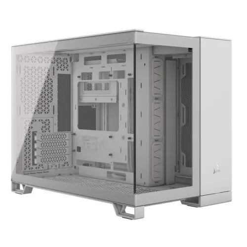 Corsair 2500X Dual Chamber Gaming Case w/ Glass Side & Front, Micro ATX, Mesh Panels, USB-C, Asus BTF Compatible, White - HONORABLE VETERANS SOLUTIONS
