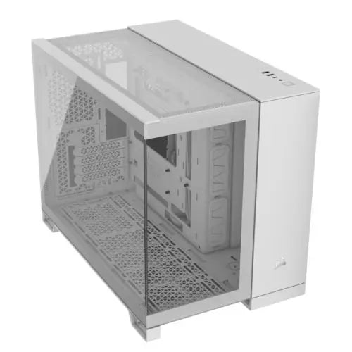 Corsair 2500X Dual Chamber Gaming Case w/ Glass Side & Front, Micro ATX, Mesh Panels, USB-C, Asus BTF Compatible, White - HONORABLE VETERANS SOLUTIONS
