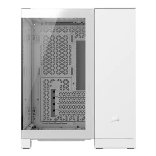 Corsair 2500X Dual Chamber Gaming Case w/ Glass Side & Front, Micro ATX, Mesh Panels, USB-C, Asus BTF Compatible, White - HONORABLE VETERANS SOLUTIONS