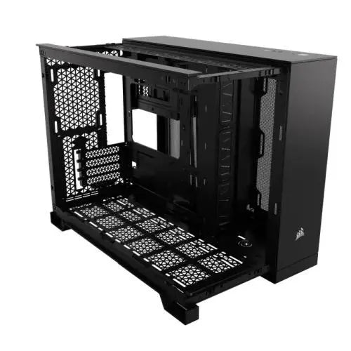 Corsair 2500X RGB Dual Chamber Gaming Case w/ Glass Side & Front, Micro ATX, 2x RGB Fans, Mesh Panels, USB-C, Asus BTF Compatible, Black - HONORABLE VETERANS SOLUTIONS
