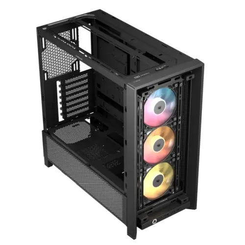 Corsair FRAME 4000D RS ARGB Modular Gaming Case w/ Glass Side, E-ATX, 3x ARGB Fans, InfiniRail Fan Mounting, USB-C, Asus BTF Compatible, Black - HONORABLE VETERANS SOLUTIONS