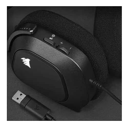 Corsair HS80 RGB Wired Gaming Headset, USB, 7.1 Surround, Flip-To-Mute Mic, Broadcast-Grade Mic, RGB Logo, Carbon - HONORABLE VETERANS SOLUTIONS