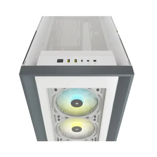 Corsair iCUE 5000X RGB Gaming Case w/ 4x Tempered Glass Panels, E-ATX, 3 x AirGuide RGB Fans, Lighting Node CORE included, USB-C, White - HONORABLE VETERANS SOLUTIONS