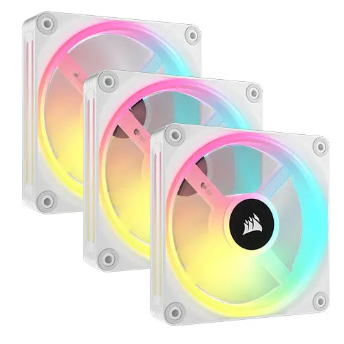 Corsair iCUE LINK QX120 120mm PWM RGB Case Fans (3 Pack), 34 RGB LEDs, Magnetic Dome Bearing, 2400 RPM, iCUE LINK Hub Included, White - HONORABLE VETERANS SOLUTIONS