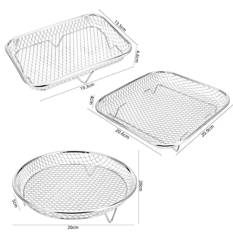 Durable Stackable Air Fryer Rack Non-Stick Stainless Steel Airfryer Tray Grill Basket Kitchen Gadgets - HONORABLE VETERANS SOLUTIONS