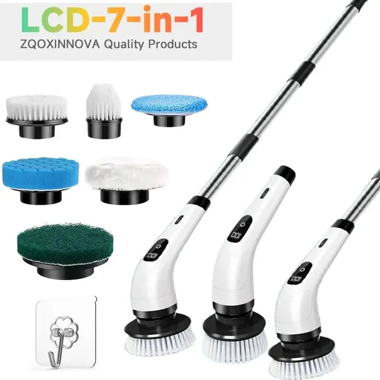 Electric Cleaning Brush Electric Spin Scrubber 7 in 1 Cleaning Tool For Kitchen/Bathroom/Living Room Household Hair Brushes - HONORABLE VETERANS SOLUTIONS
