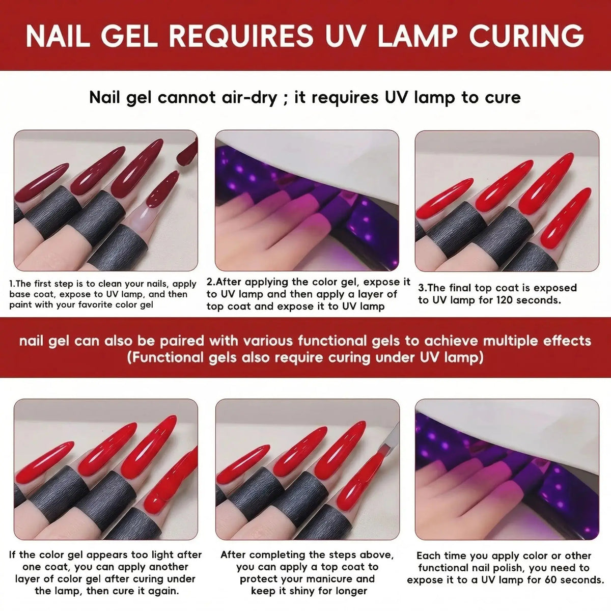 Fashionable Nail Gel, 6-Pack, Highly Saturated, Long-Lasting and Durable, Salon Quality, Suitable for Nail Salons and Home DIY - HONORABLE VETERANS SOLUTIONS