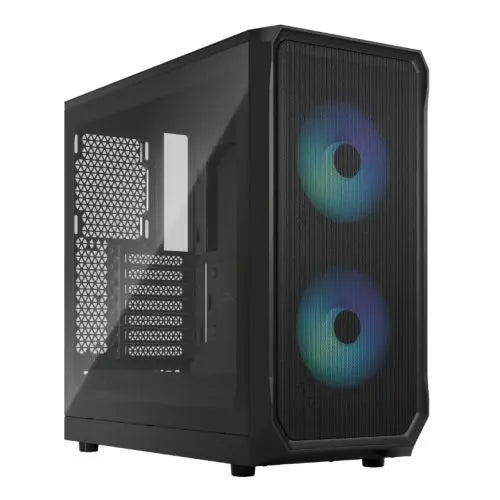 Fractal Design Focus 2 RGB (Black TG) Gaming Case w/ Clear Glass Window, ATX, 2 RGB Fans, RGB controller, Mesh Front, Innovative Shroud System - HONORABLE VETERANS SOLUTIONS
