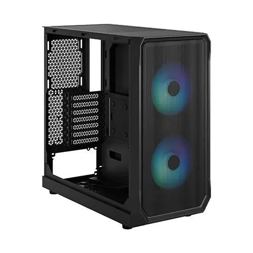 Fractal Design Focus 2 RGB (Black TG) Gaming Case w/ Clear Glass Window, ATX, 2 RGB Fans, RGB controller, Mesh Front, Innovative Shroud System - HONORABLE VETERANS SOLUTIONS