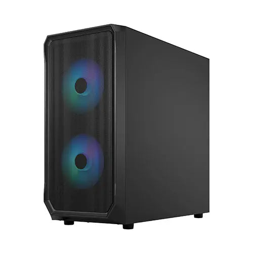 Fractal Design Focus 2 RGB (Black TG) Gaming Case w/ Clear Glass Window, ATX, 2 RGB Fans, RGB controller, Mesh Front, Innovative Shroud System - HONORABLE VETERANS SOLUTIONS