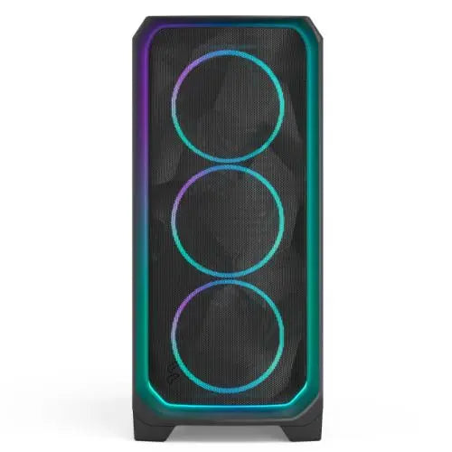 Fractal Design Meshify 3 Ambience Pro RGB (Black TG Light) Gaming Case w/ Light Tint Window, E-ATX, Mesh Front, 3x RGB Fans, Adjust Pro Hub, USB-C 20Gbps - HONORABLE VETERANS SOLUTIONS